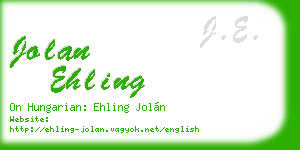 jolan ehling business card